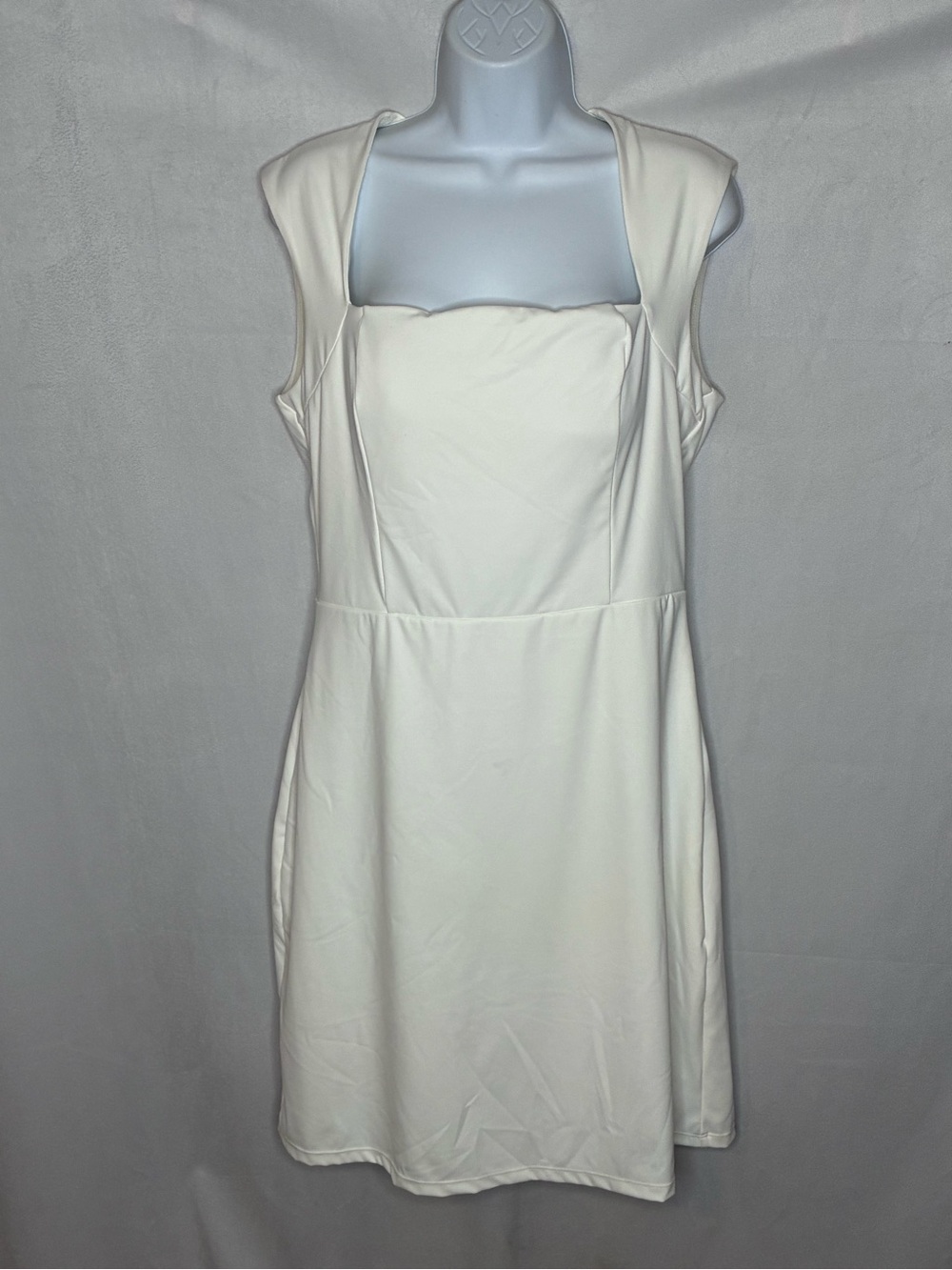 NWT Popilush Cream Square Neck Sleeveless Dress with Built In Shapewear size XL